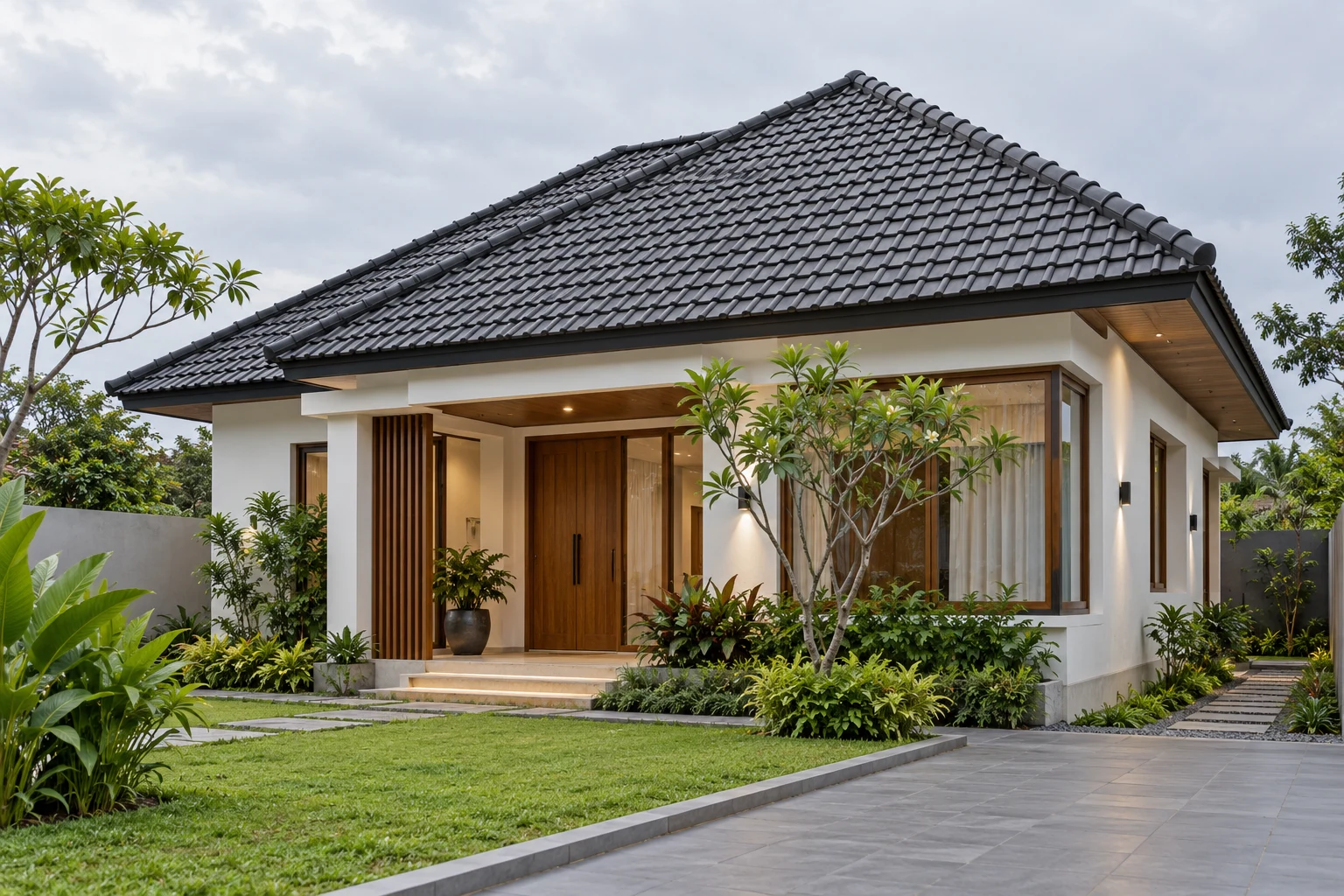 Ilustrasi AI rumah dengan genteng abu-abu arang