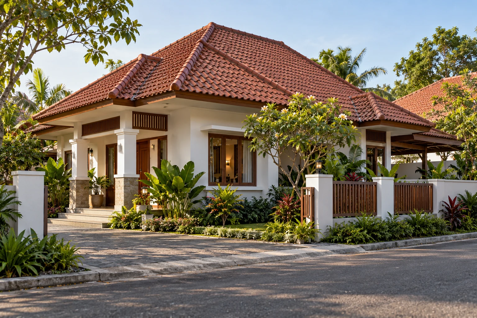 Ilustrasi AI rumah dengan genteng merah
